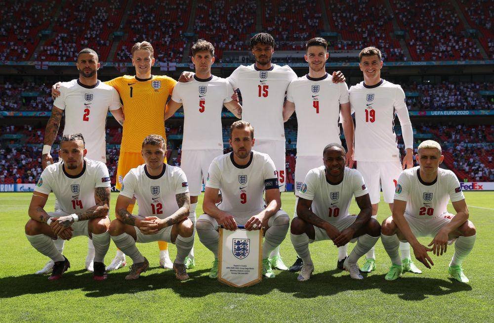 Susunan pemain timnas Inggris saat menghadapi Kroasia. (twitter.com/EURO2020)