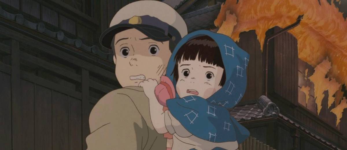 Seita dan Satsuko di tengah kondisi perang (dok. Studio Ghibli via culturetrip.com)