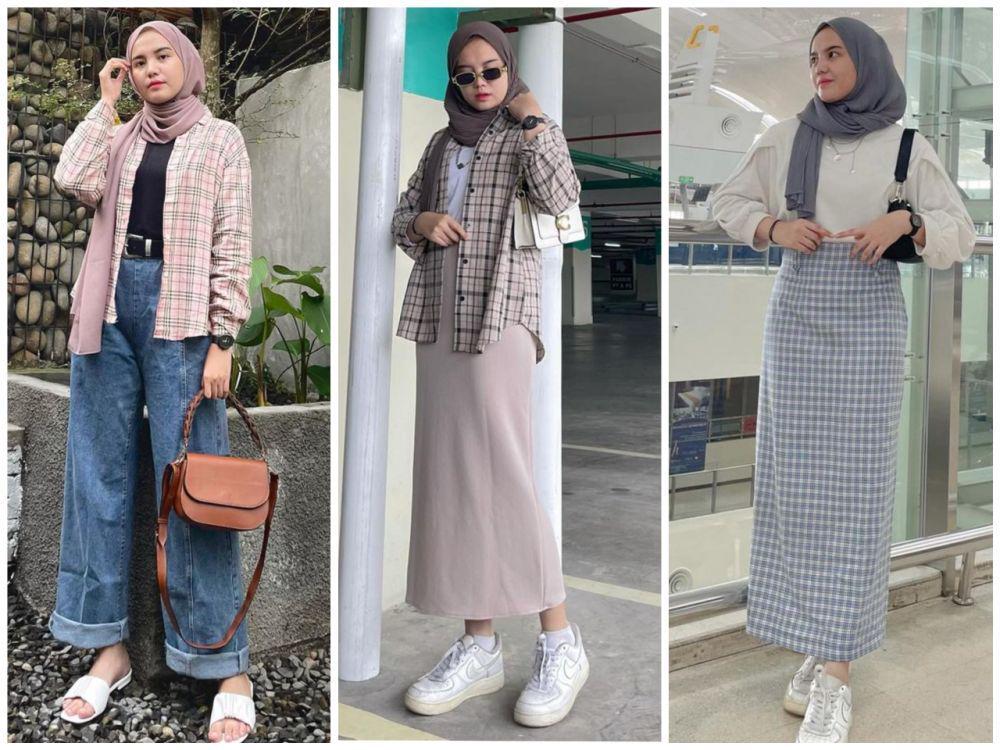 10 Ide Mix and Match Plaid Outfit ala Via Zulviani, Tampil Classy!