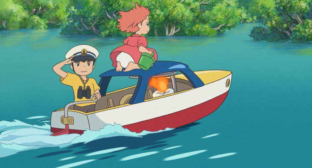 Ponyo dan Sosuke berada di atas kapal (dok. Studio Ghibli via ghibli.jp)