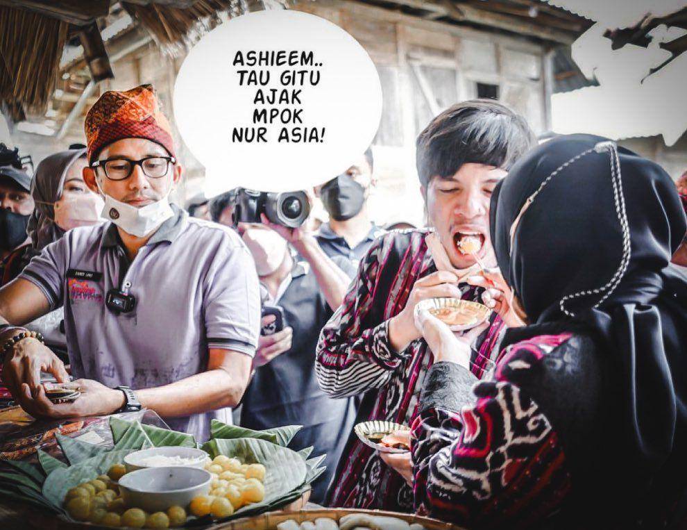 Atta Halilintar dan Aurel Hermansyah suap-suapan. (instagram.com/attahalilintar)