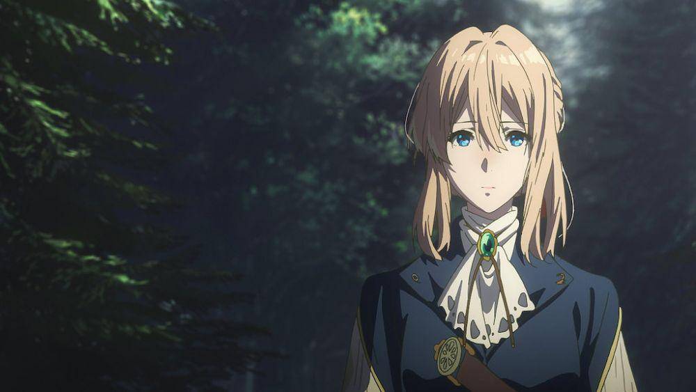 Violet Evergarden di tengah kegelapan sendirian (dok. Kyoto Animation via netflix.com)