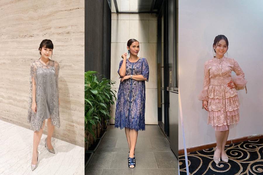Dress brokat pendek untuk kondangan (Berbagai sumber)