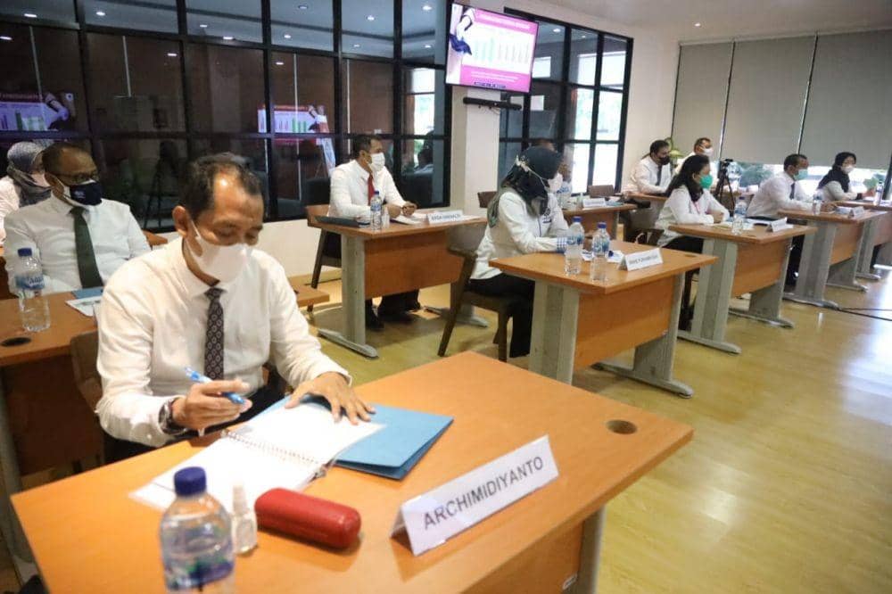 Kemnaker menggelar kegiatan Pembekalan bagi Calon Atase, Staf Teknis, dan Kepala Bidang Ketenagakerjaan di Pusat Pengembangan SDM Kemnaker, Jakarta, Senin (14/6/2021). (Dok. Kemnaker)