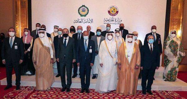 Pertemuan para menteri dari negara-negara Liga Arab di Doha, Qatar, pada hari Selasa, 15 Juni 2021, waktu setempat. (Twitter.com/GaroweOnline)