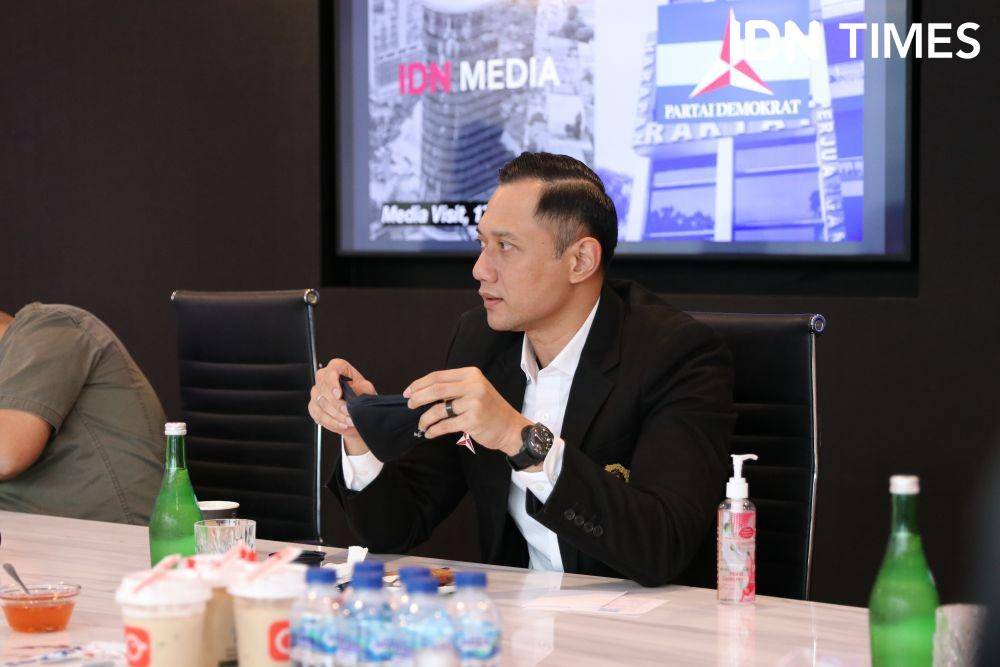 Ketua Umum Partai Demokrat Agus Harimurti Yudhoyono (AHY) mendatangi kantor IDN Media HQ pada Kamis (17/6/2021). (IDN Times/Reynaldy Wiranata)