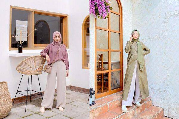 Outfit dengan bawahan wide leg pants ala Richa Etiqa (instagram.com/richaeu)