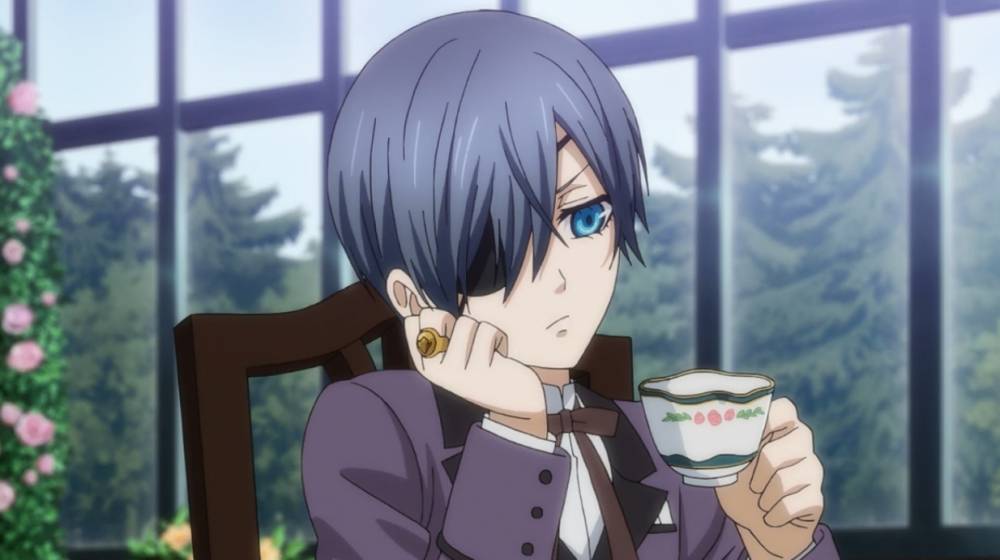 Ciel dari Black Butler tengah menikmati secangkir teh (dok. A-1 Pictures via kuroshitsuji.fandom.com)