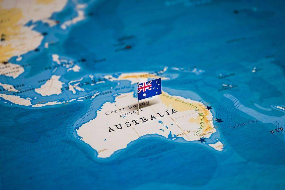 Ilustrasi Benua Australia di peta dunia. (worldatlas.com)