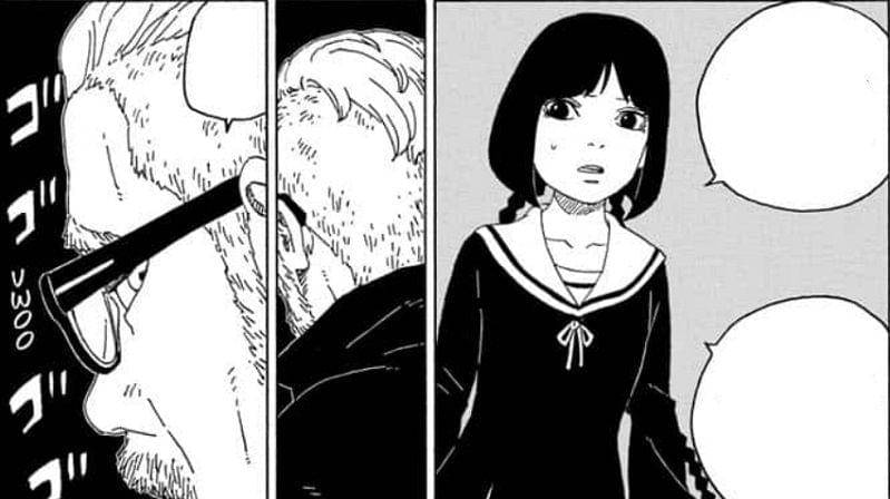 Sumire Kakei (kanan) mencurigai niat Amado (kiri) mangaplus.shueisha.co.jp/Boruto Naruto Next Generations