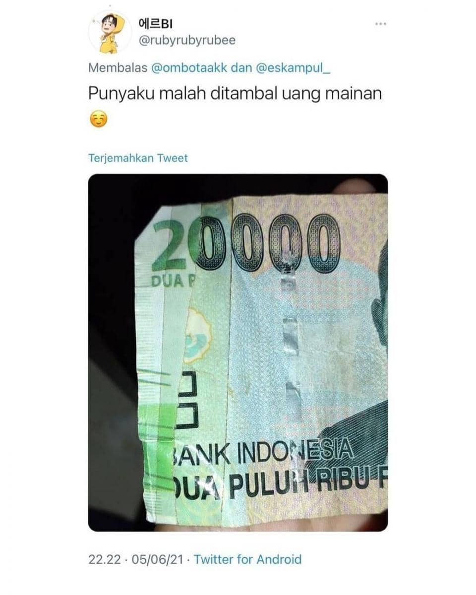 meme uang rusak (instagram.com/rajaherp)