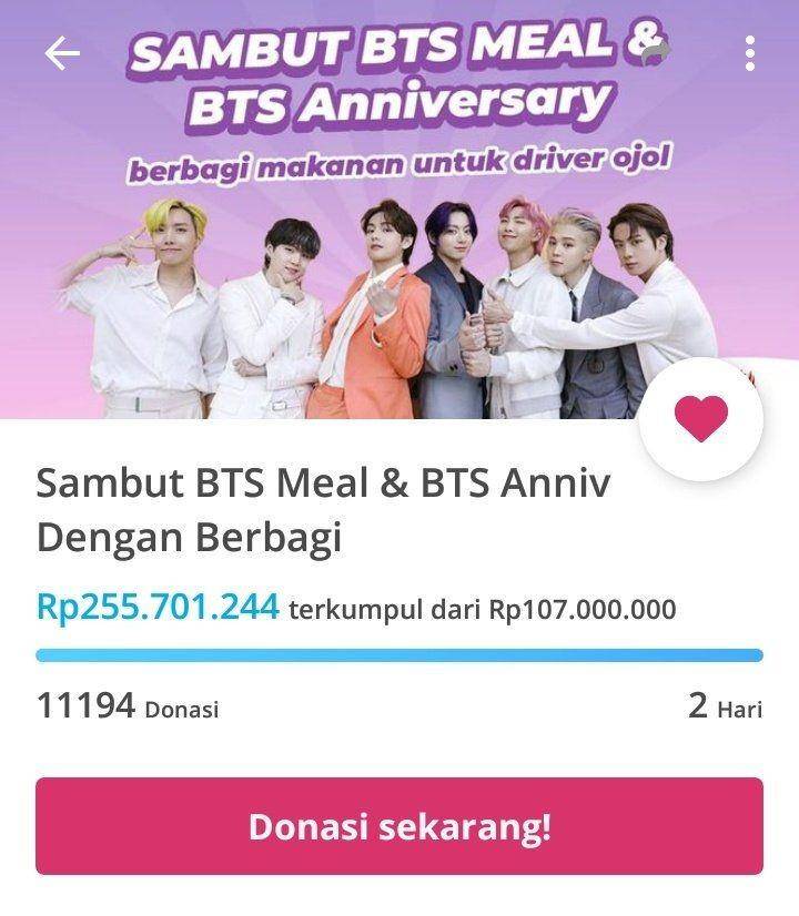 Halaman Kita Bisa BTS ARMY Indonesia (kitabisa.com/armyindoberbagi)