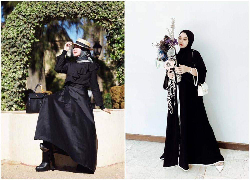 10 Inspirasi Outfit Hijab Bernuansa Hitam ala Dian Pelangi, Stunning!
