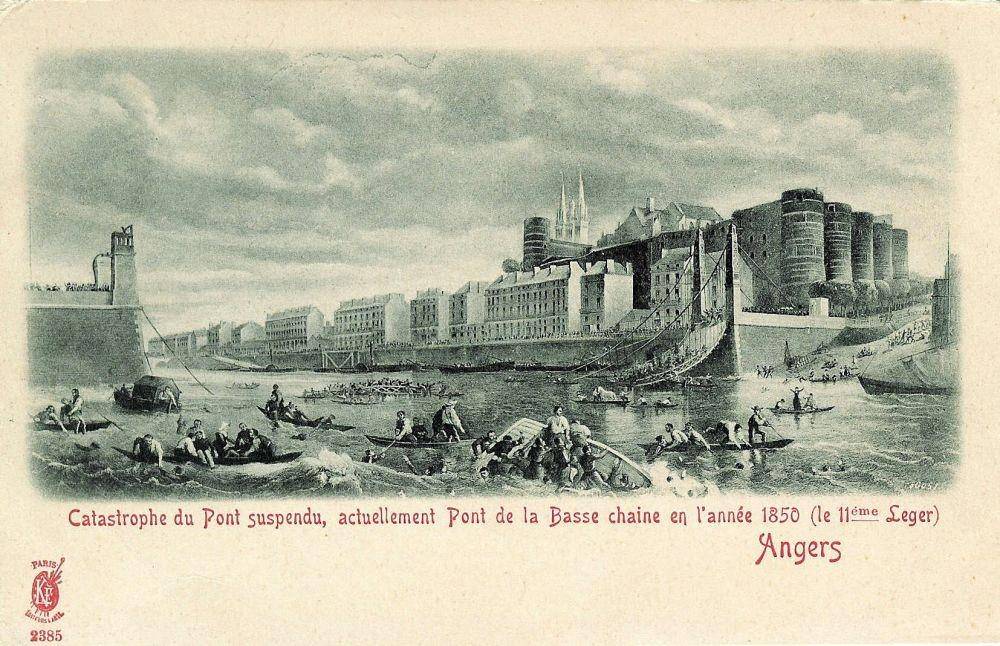 ilustrasi runtuhnya Jembatan Basse-Chaîne (wikimedia.org)