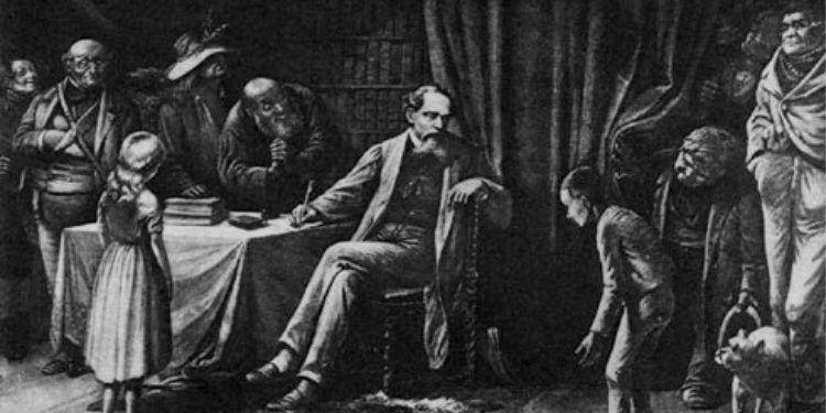 Ilustrasi Charles Dickens dan anaknya. (ifcj.org)