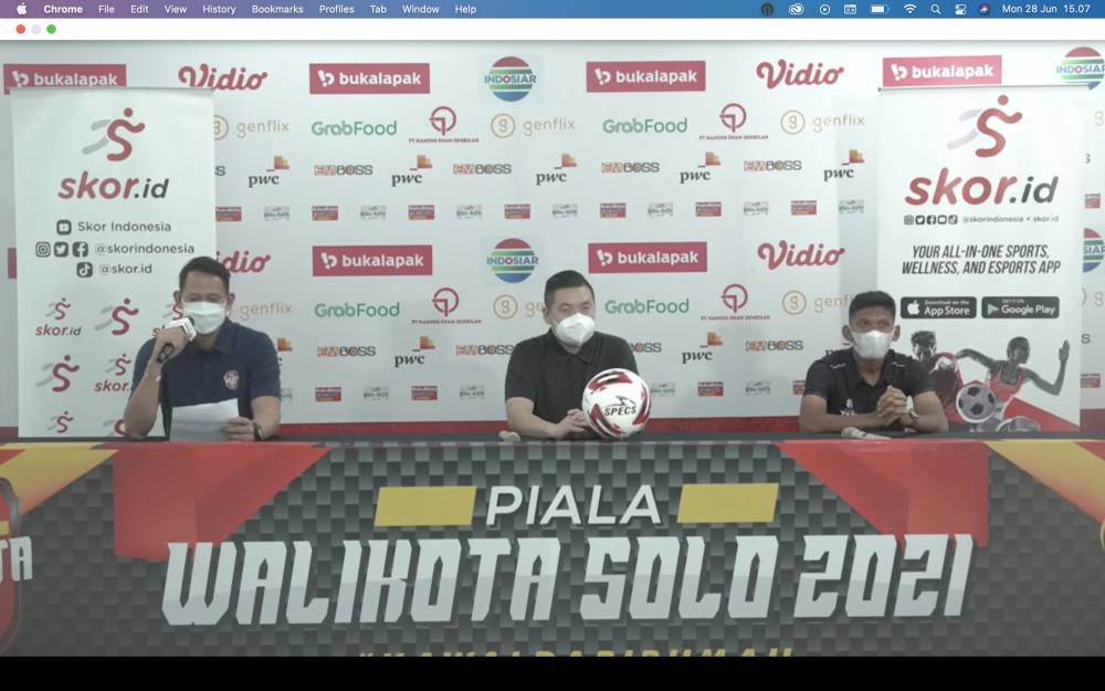 Tangkapan layar konferensi pers Piala Wali Kota Solo yang digelar secara virtual, Senin (28/6/2021). (IDN Times/Ilyas Mujib).