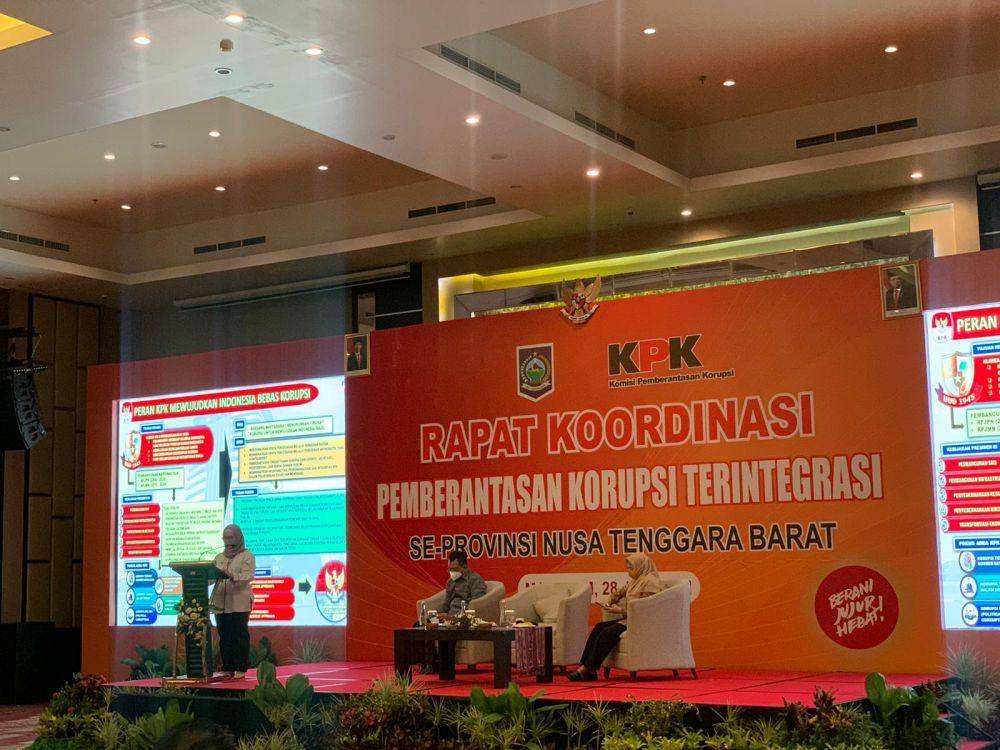 Wakil Ketua KPK Lili Pintauli Siregar dalam Rapat Koordinasi Pemberantasan Korupsi Terintegrasi Seprovinsi NTB. (dok. Humas KPK)