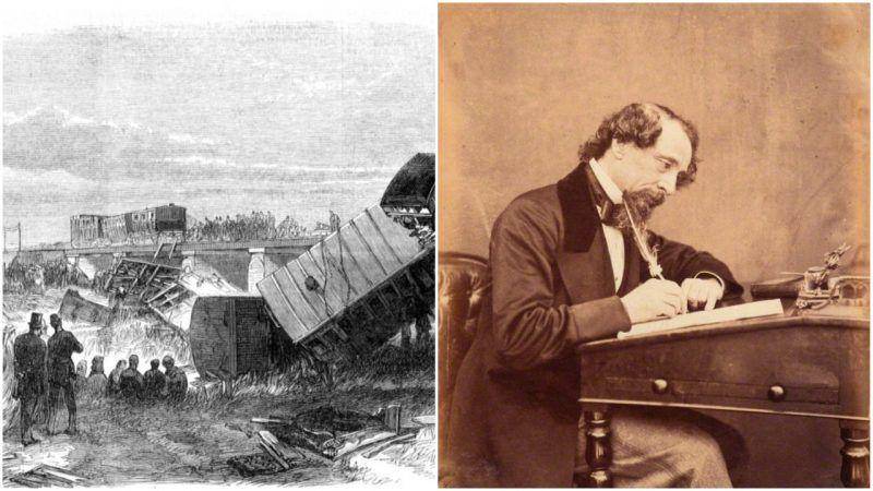 Ilustrasi Charles Dickens dalam insiden kecelakaan. (thevintagenews.com)