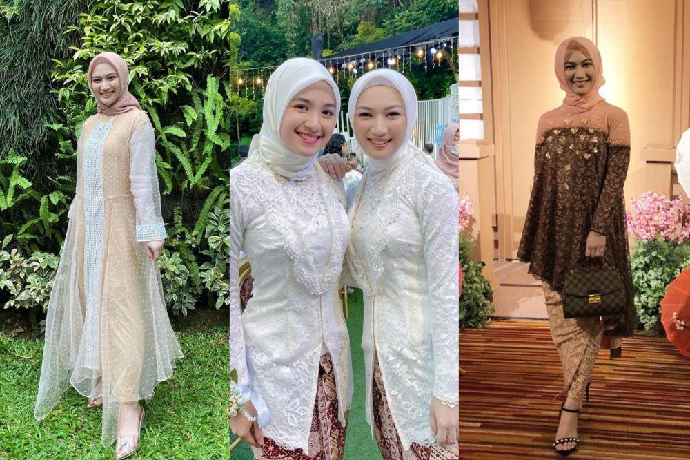 9 Gaya Kondangan Melody Laksani, Kebaya sampai Dress Brokatnya Memikat