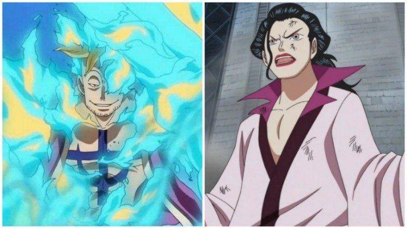 Marco (kiri) dan Izo (kanan), dua komandan kelompok Whitebeard. Dok. Toei Animation