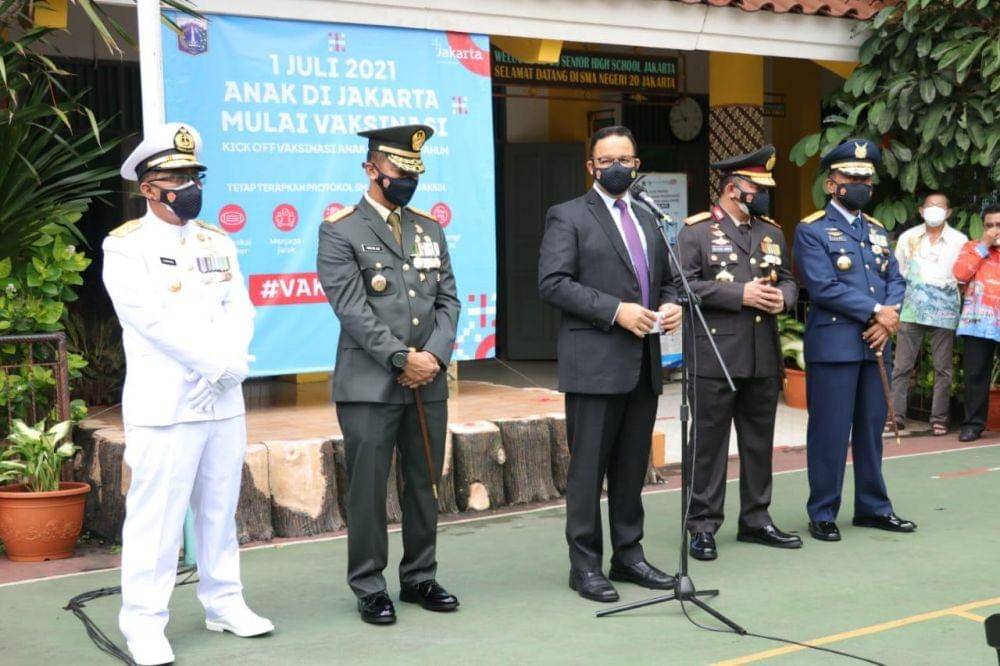 Jakarta selenggarakan vaksin anak usia 12-17 tahun di SMAN 20, Sawah Besar, Jakarta Pusat pada Kamis (1/7/2021). (dok. Humas Pemprov DKI Jakarta)