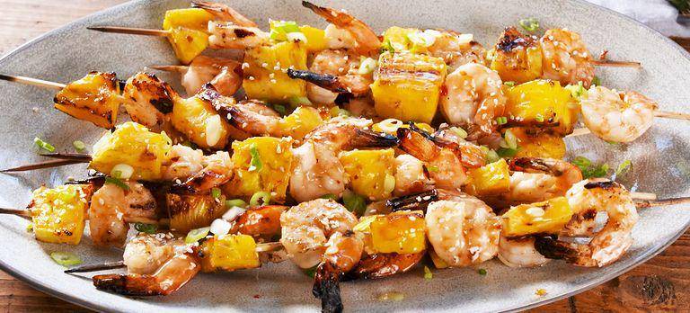 shrimp and pineapple skewers (delish.com/Charlie Gillette)