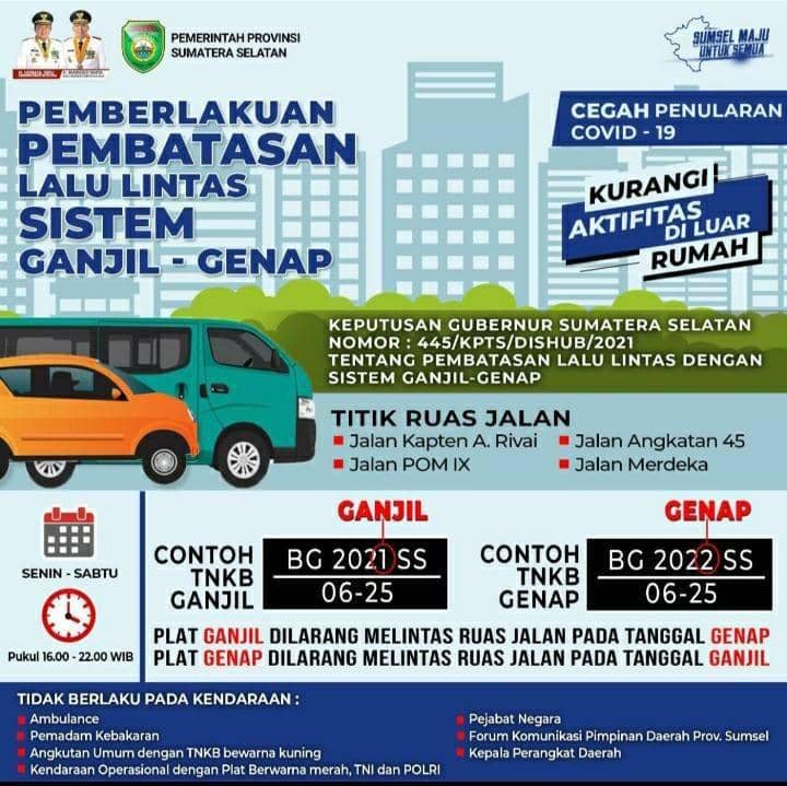 Aturan ganjil genap di Palembang (IDN Times/Humas Pemprov Sumsel)