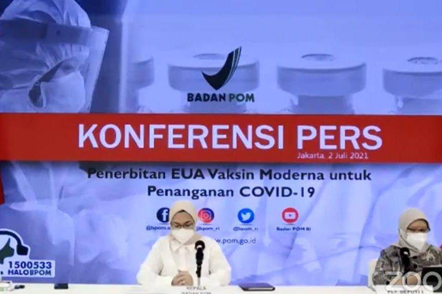 Konferensi Pers penerbitan UEA (emergency use authorization) vaksin moderna yang disampaikan oleh BPOM (youtube.com/Badan POM RI)