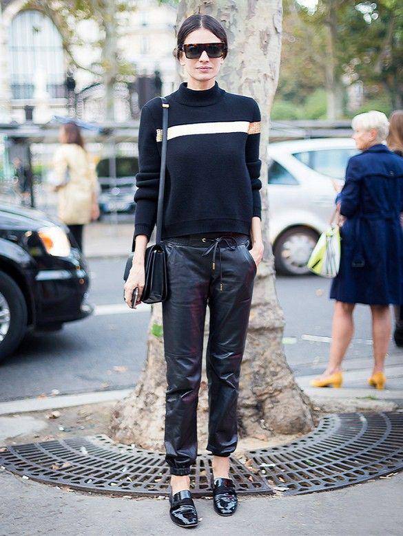 tips bergaya preppy dengan leather pants (closetfulofclothes.com)