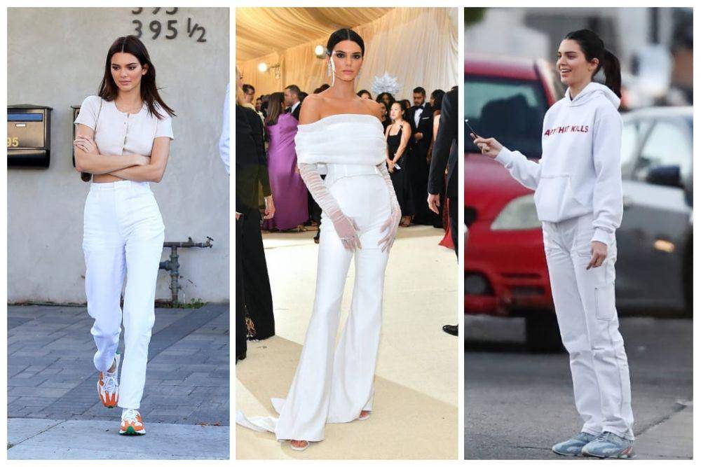 penampilan Kendall Jenner dengan outfit putih (hollywoodlife.com | eonline.com | whowhatwear.com)