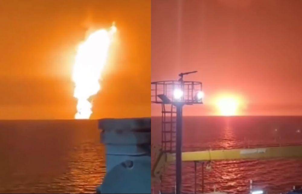 Ledakan di laut Kaspia pada 5 Juli 2021 (YouTube.com/ Forum Atmosfer)