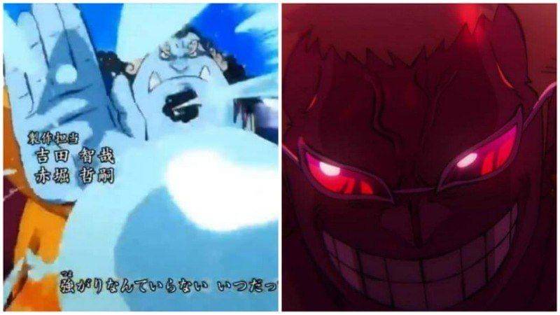 Jinbe (kiri) dan Doflamingo (kanan). Dok. Toei Animation