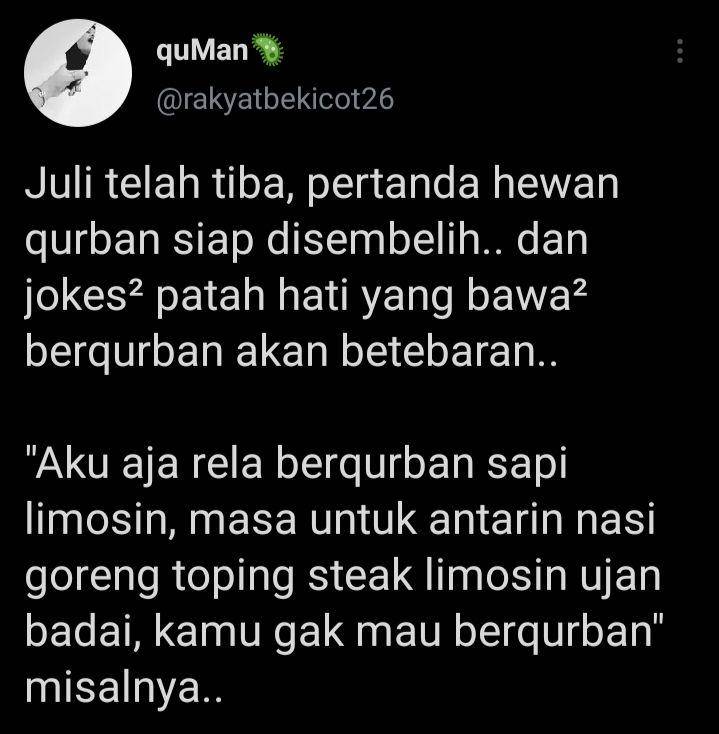 Tweet kocak qurban (twitter.com/rakyatbekicot26)
