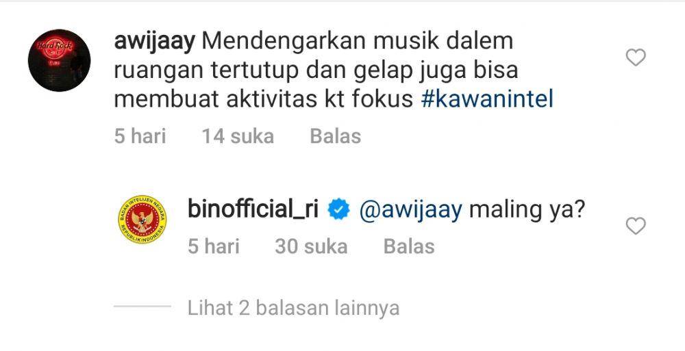 balasan komentar BIN (instagram.com/binofficial_ri)