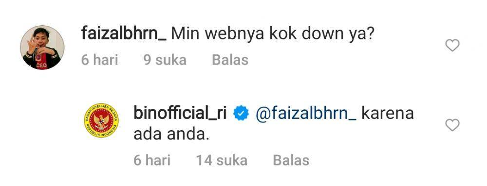 balasan komentar BIN (instagram.com/binofficial_ri)
