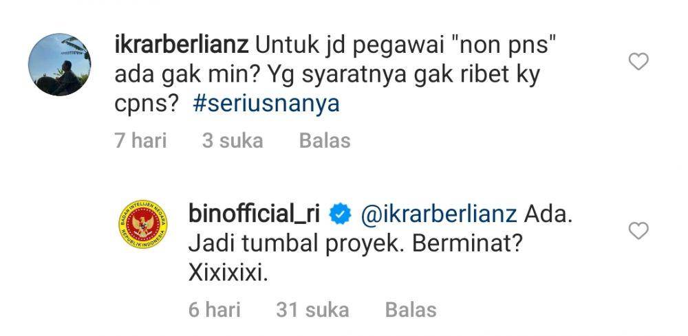 balasan komentar BIN (instagram.com/binofficial_ri)