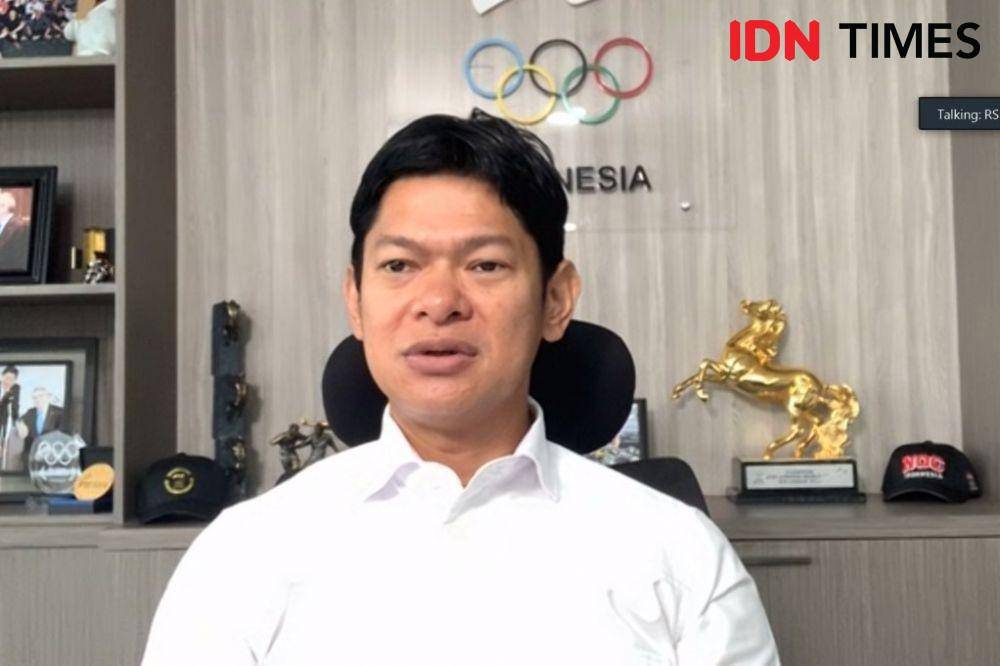 Ketua Umum KOI, Raja Sapta Oktohari dalam konferensi pers pengukuhan dan pelepasan kontingen Indonesia untuk Olimpiade Tokyo 2020. (IDN Times/Margith Juita Damanik)