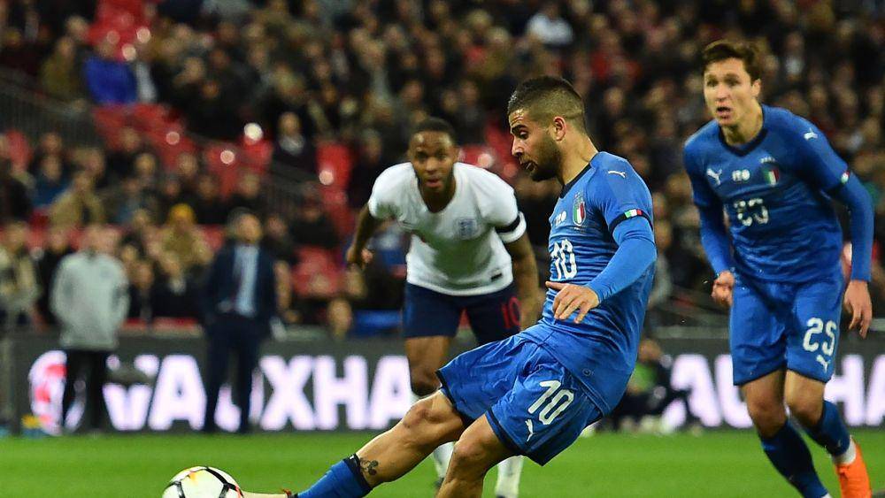 Penalti Lorenzo Insigne membuat laga Inggris melawan Italia pada 2018 berakhir imbang. (skysports.com)