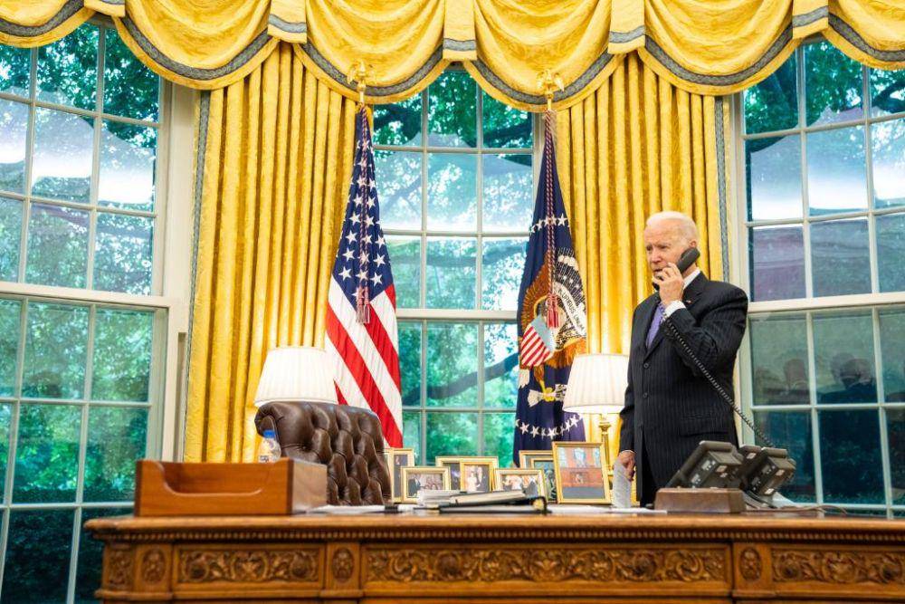 Joe Biden menghubungi Vladimir Putin pada hari Jumat (9/7) dan membicarakan masalah serangan siber dari Rusia. (Twitter.com/President Biden)