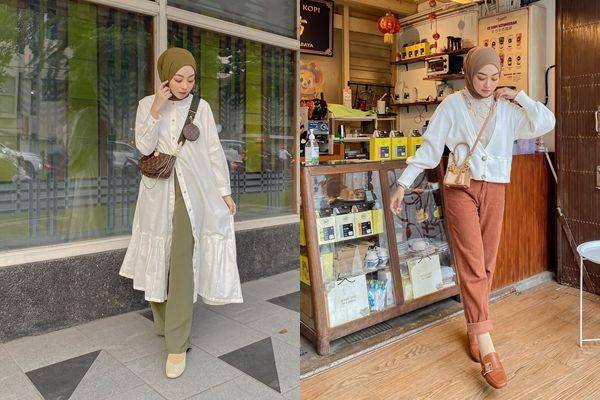 kolase potret outfit dengan atasan serba putih ala Meirani Amalia (instagram.com/meiraniap)