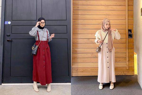 Padu padan front button skirt ala Richa Estika (instagram.com/richaeu)