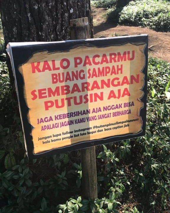 imbauan antimainstream bikin mikir dua kali buat langgar (instagram.com/hutanpinuslimpakuwuss)