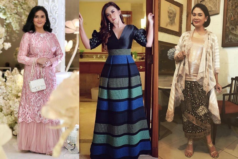11 Style Kondangan Aktris Hits Era 90-an, Mewah Memakai Dress Brokat