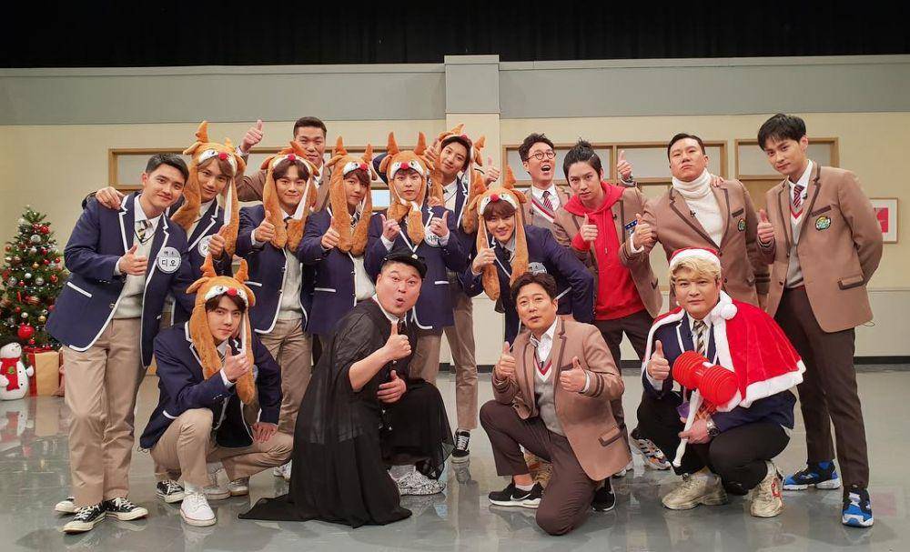 EXO bersama dengan para anggota Knowing Brothers (instagram.com/jtbcbros)