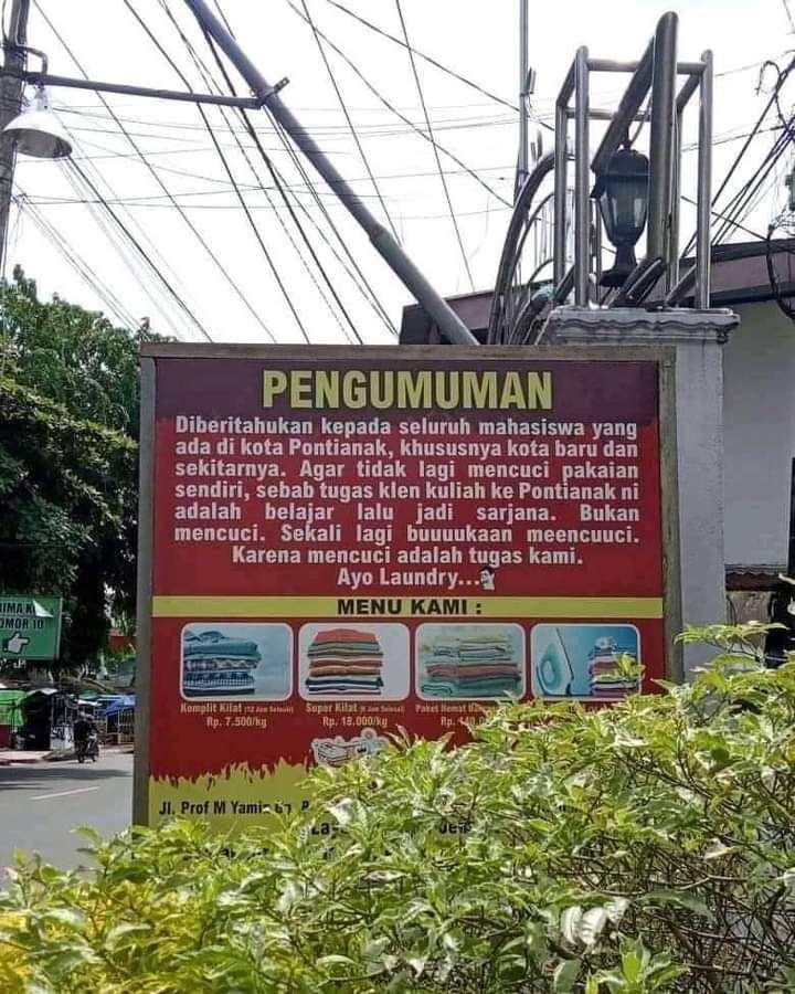 spanduk laundry kocak (facebook.com/Wanyik Rasa Rasa)