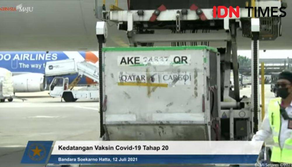 Kedatangan vaksin Moderna di Bandara Soetta/ Youtube Sekretariat Presiden