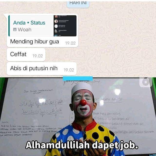 meme jadi badut (instagram.com/majelis_humor_indonesia)