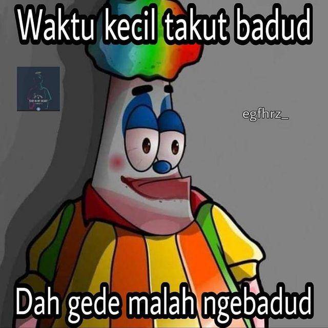 meme jadi badut (instagram.com/esteh_panaas)