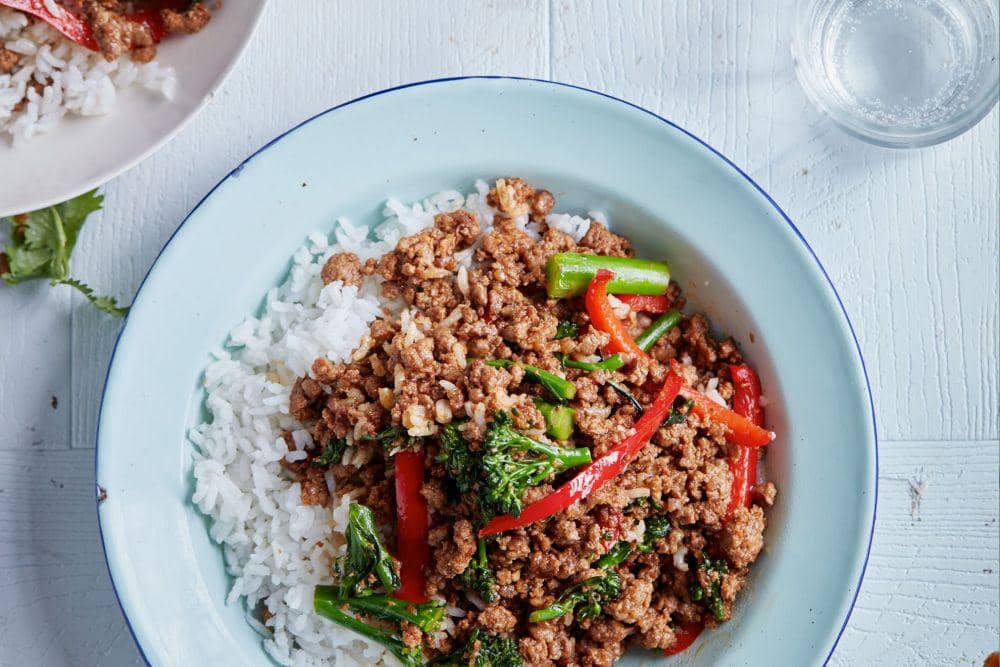 Spicy beef mince with jasmine rice (taste.com.au)