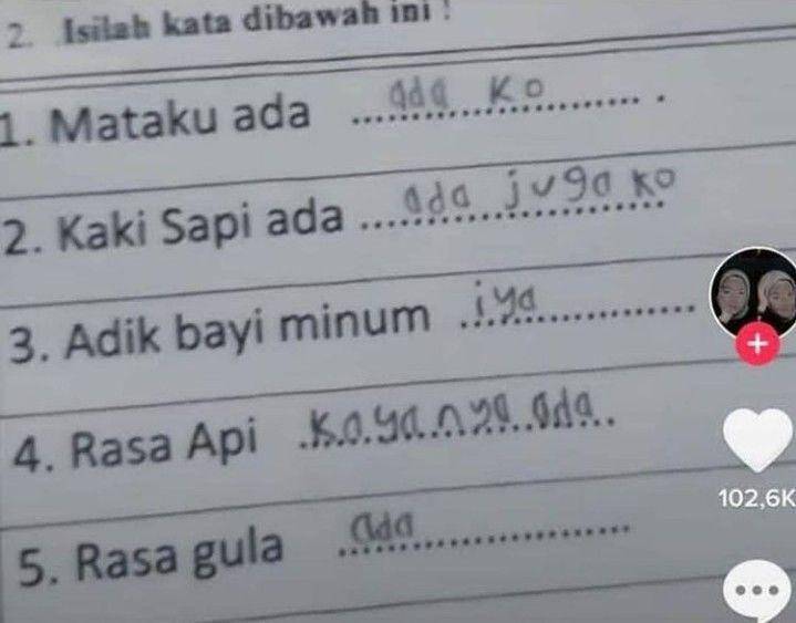 Jawaban nyeleneh siswa (instagram.com/ngakukocak)